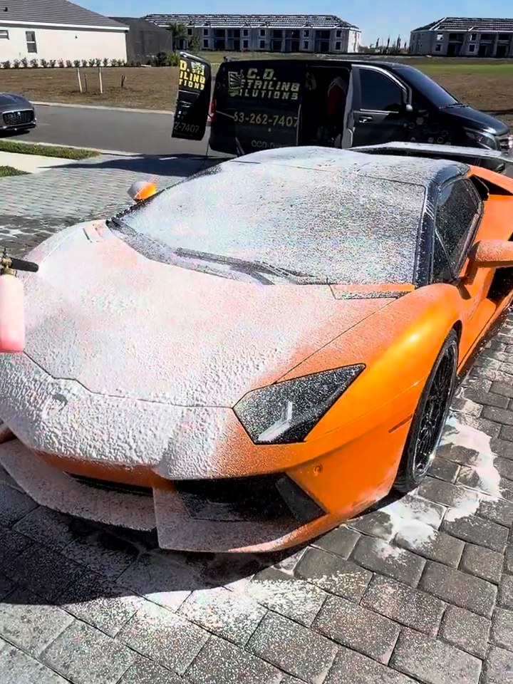 Lamborghini Aventador foam wash by OCD